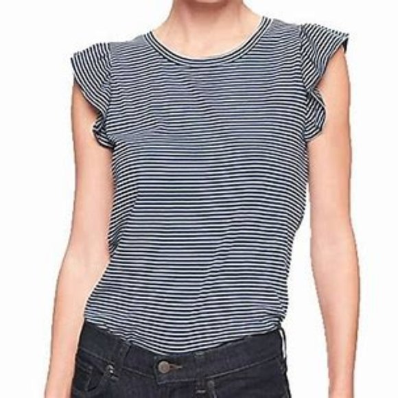 Banana Republic Tops - NEW, Banana Republic Mariner Button Stripe Flutter Blouse